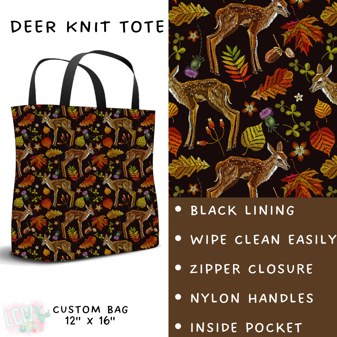 PREORDER Batch #207 - Fall Fun - Closes 9/27 - ETA mid Nov - Deer Knit Tote