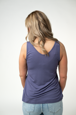 IN STOCK Vera V Neck Tank - Slate Purple