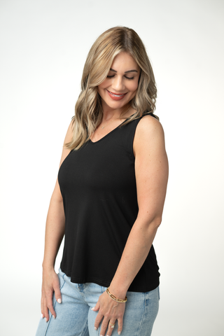 IN STOCK Vera V Neck Tank - Black