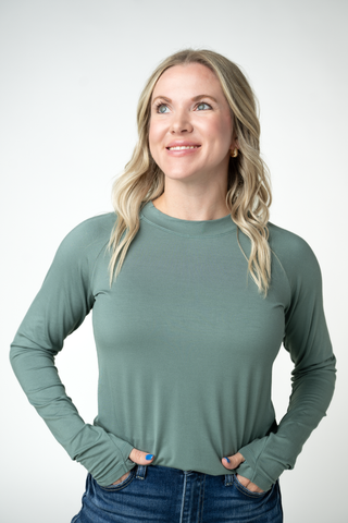 IN STOCK Blair Long Sleeve Top - Dusty Jade
