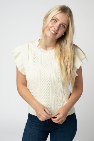 IN STOCK Felicity Flutter Sweater Top - Ivory