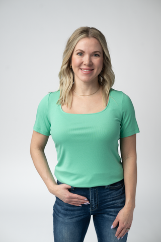 IN STOCK Short Sleeve Alyssa Top - Aquamarine