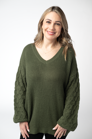 IN STOCK Talina Textured Sweater - Olive