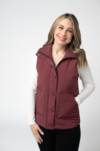 IN STOCK Remy Zip Up Vest - Burgundy