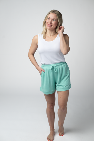 IN STOCK Weslie Waffle Shorts - Turquoise
