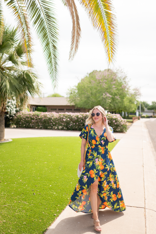 IN STOCK Harley High-Low Dress - Navy Citrus FINAL SALE