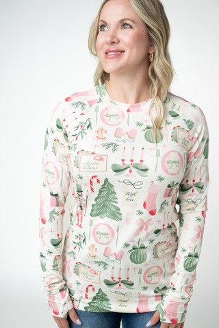 IN STOCK Blair Long Sleeve Top - Pink Pine Noel