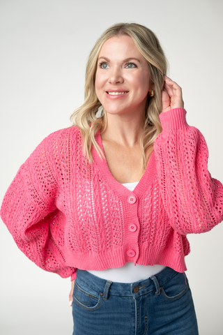 IN STOCK Callie Cropped Cardigan - Pink