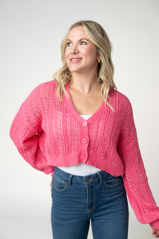 IN STOCK Callie Cropped Cardigan - Pink