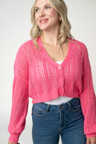 IN STOCK Callie Cropped Cardigan - Pink
