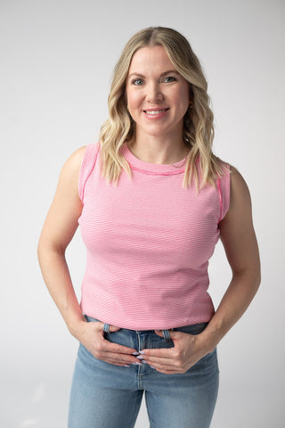 IN STOCK Morgan Micro Striped Tank - Pink