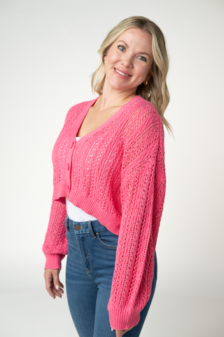 IN STOCK Callie Cropped Cardigan - Pink