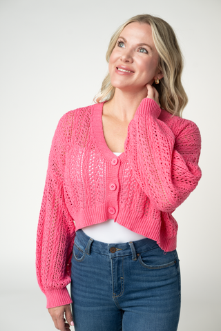 IN STOCK Callie Cropped Cardigan - Pink