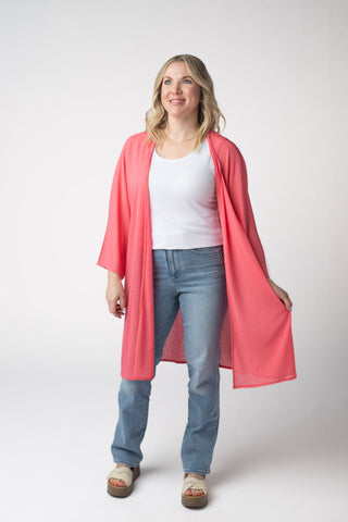 IN STOCK Ellie Cover-Up Kimono - Sunkissed Coral