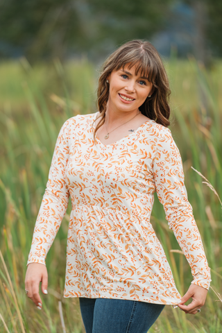IN STOCK Long Sleeve Sarah Ruffle Top - Autumn Vines