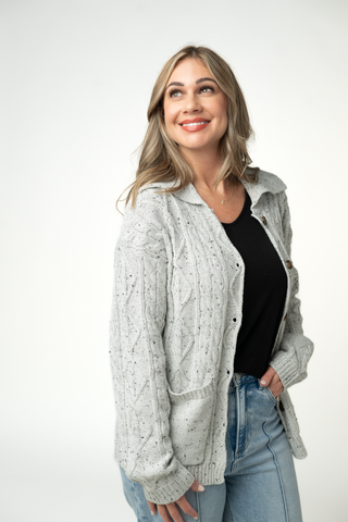 IN STOCK Confetti Dot Cable Cardigan Jacket - Grey