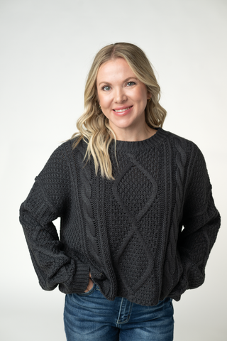 IN STOCK Cable Knit Sweater - Charcoal