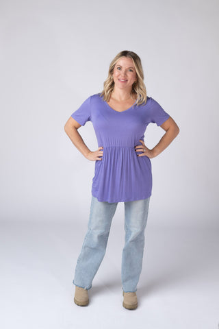 IN STOCK Sarah Ruffle Short Sleeve - Periwinkle Purple FINAL SALE