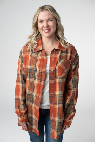 IN STOCK Tunic Plaid Top - Pumpkin Plaid