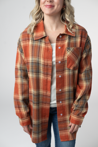 IN STOCK Tunic Plaid Top - Pumpkin Plaid