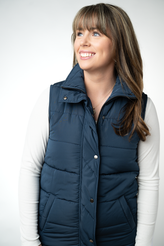 IN STOCK Harlow Long Vest - Navy