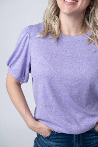IN STOCK Katie Cozy Top - Heathered Purple