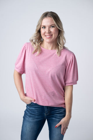 IN STOCK Katie Cozy Top - Heathered Pink