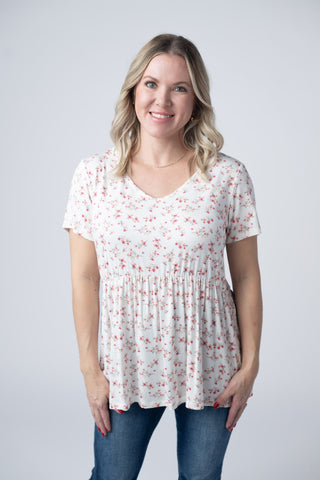 IN STOCK Sarah Ruffle Short Sleeve - Micro Pink Floral