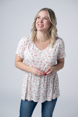 IN STOCK Sarah Ruffle Short Sleeve - Micro Pink Floral
