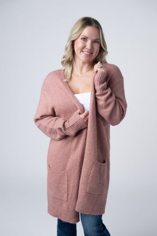 IN STOCK Madison Cozy Cardigan - Dusty Rose FINAL SALE