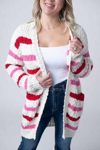 IN STOCK Stripe Cardigan - Valentine's Day