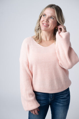 IN STOCK Bethany Bow Knit Sweater - Light Pink