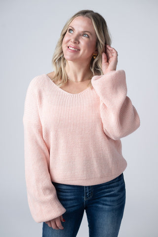 IN STOCK Bethany Bow Knit Sweater - Light Pink