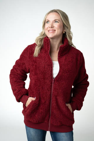 IN STOCK Skylar Sherpa Fullzip - Cranberry