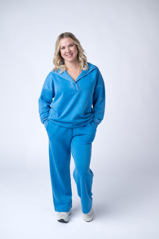 IN STOCK Jesse Vintage Wash Snap Pullover - Winter Blue