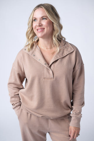 IN STOCK Jesse Vintage Wash Snap Pullover - Tan