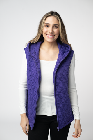 IN STOCK Heather Geometric Hooded Vest - Purple