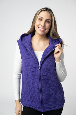 IN STOCK Heather Geometric Hooded Vest - Purple
