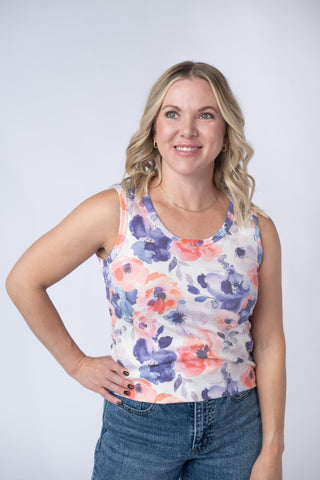 IN STOCK Ava Tank - Sunset Watercolor Floral