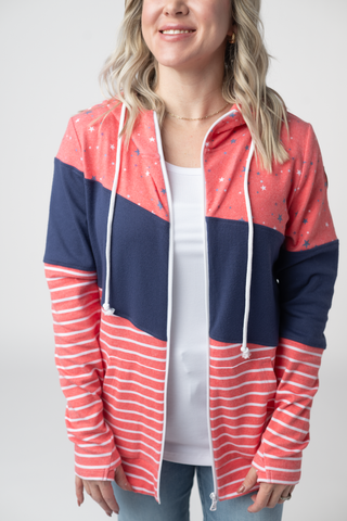 IN STOCK Colorblock Fullzip - Liberty Stars, Navy, and Stripes Trio FINAL SALE
