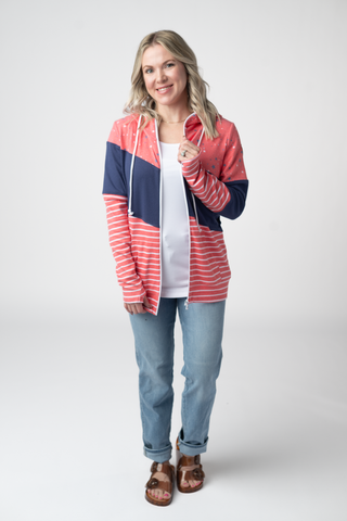 IN STOCK Colorblock Fullzip - Liberty Stars, Navy, and Stripes Trio FINAL SALE