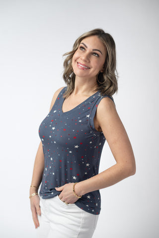 IN STOCK Noelle Tank - Navy Liberty Stars