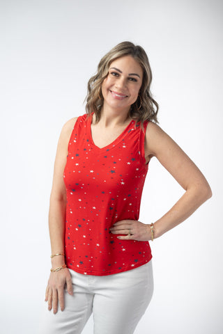 IN STOCK Noelle Tank - Red Liberty Stars