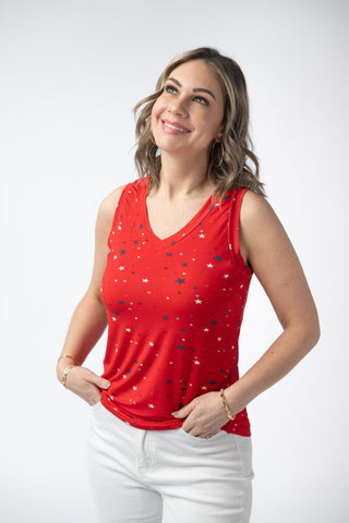 IN STOCK Noelle Tank - Red Liberty Stars