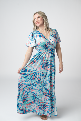 IN STOCK Millie Maxi Dress - Abstract Aqua Breeze FINAL SALE