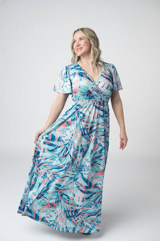 IN STOCK Millie Maxi Dress - Abstract Aqua Breeze FINAL SALE