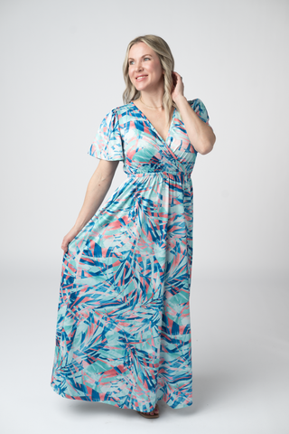 IN STOCK Millie Maxi Dress - Abstract Aqua Breeze FINAL SALE