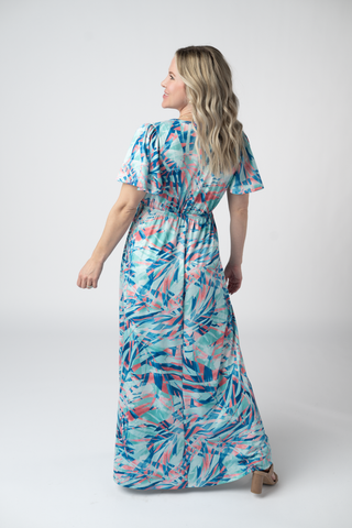 IN STOCK Millie Maxi Dress - Abstract Aqua Breeze FINAL SALE