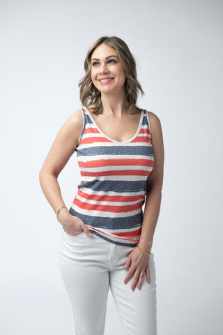 IN STOCK Kennedy Tank - Striped Red, White, and Micro Blue Stars FINAL SALE