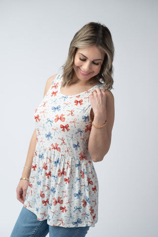 IN STOCK Renee Ruffle Tank Top - American Bows FINAL SALE